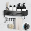 Suction Cup Shower Caddy, Suction Shower Shelf with Portable Hooks,