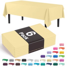 Party Solids Light Yellow 54 X 108 Disposable Plastic Tablecloth For Parties And Events
