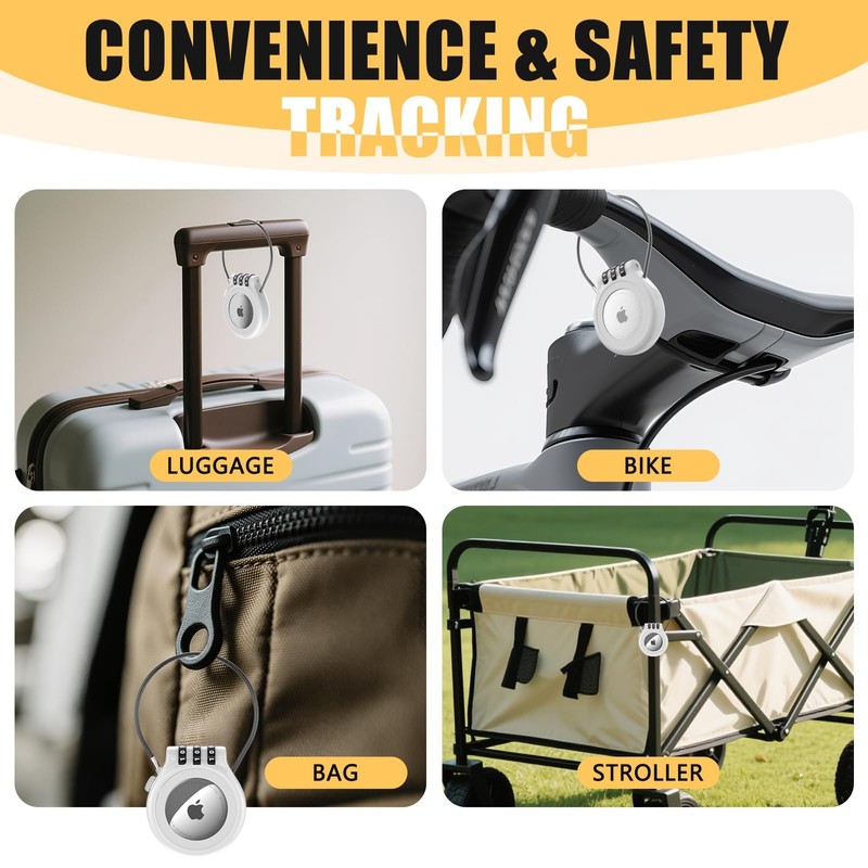 AirTag Holder with 3-Digit Combination Lock, Zinc Alloy Anti-Theft Protective