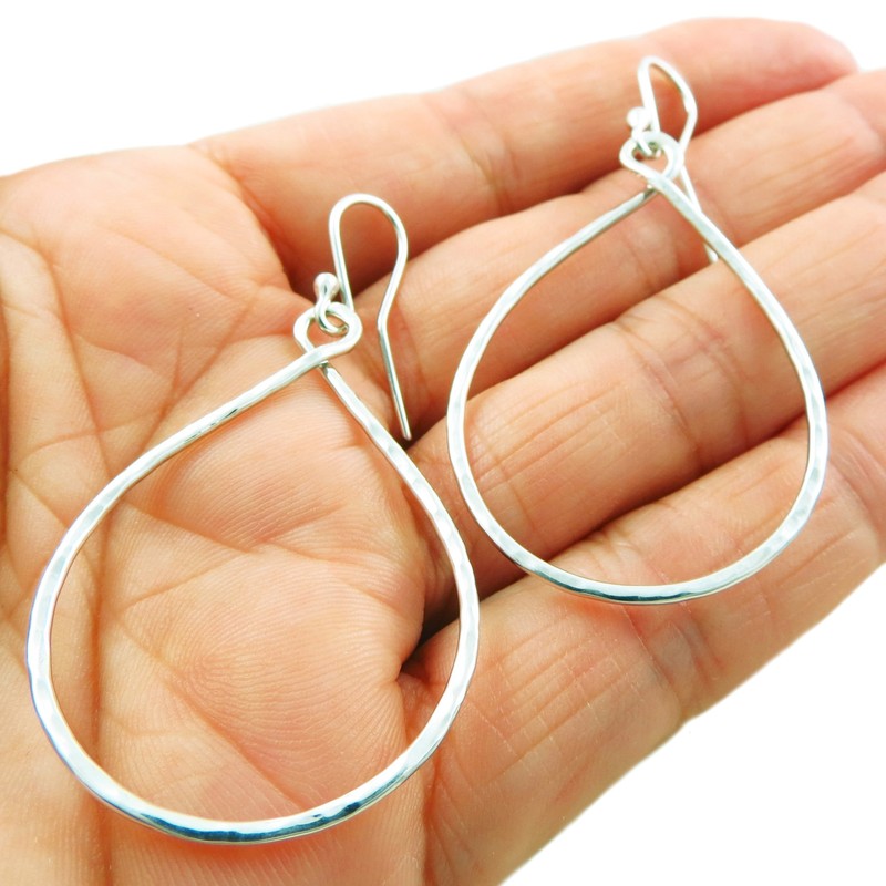 Wide Twisted Infinity Hoop Solid 925 Sterling Silver Hammered Drop