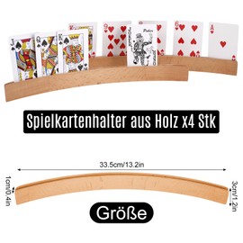 Partideal Pack of 4 Children's Wooden Card Holders, 33 cm, Multifunctional Card Holder, Playing Cards, Hands-Free Playing Card Holder Made of Wood for Children, Seniors, Adults