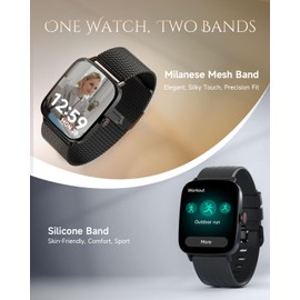 TOOBUR Smartwatch with Phone Function, Smartwatch Compatible Android and iOS Phone, Fitness Watch with 100 Sports, Pulse, Sleep, Fitness Tracker for Women, IP68 Waterproof, Black