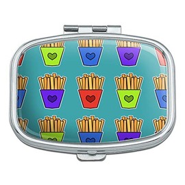 Colorful French Fries Pattern Rectangle Pill Case Trinket Gift Box