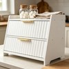 Txcucc Large Bread Box, White, Double Layer Wooden