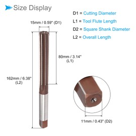 CoCud Hand Reamer, 15mm Cutting Diameter 6 Flutes H8, Alloy Steel Straight Shank Reaming Drill Bit - (Applications: for Aluminum Iron Copper Plastic Wood)