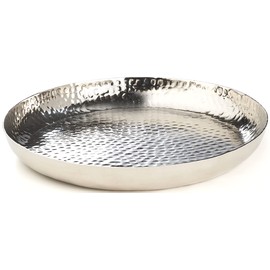 Kobolo Decorative Tray, Christmas Plate, Silver, Aluminium, Hammered, 34 cm