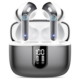 Ear Buds Bluetooth Earphones, 50Hrs Playtime Wireless Earbuds, Bluetooth Headphones 5.3, In Ear with 4 ENC Call Noise Cancelling Mics, Bass Boost 85%, Earbuds IPX7 Waterproof, USB-C(Obsidian Black)