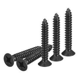 DTGN 50Pcs #12x1-1/2" Flat Head Wood Screws, 304 Stainless Steel Phillips Self Tapping Screws - Good for Woodworking, Furniture - Black