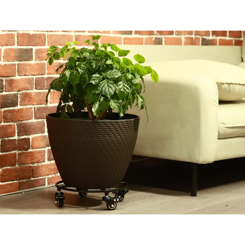 KvyusFlourish 3 Packs Large Metal Plant Caddy with Wheels 13.6"