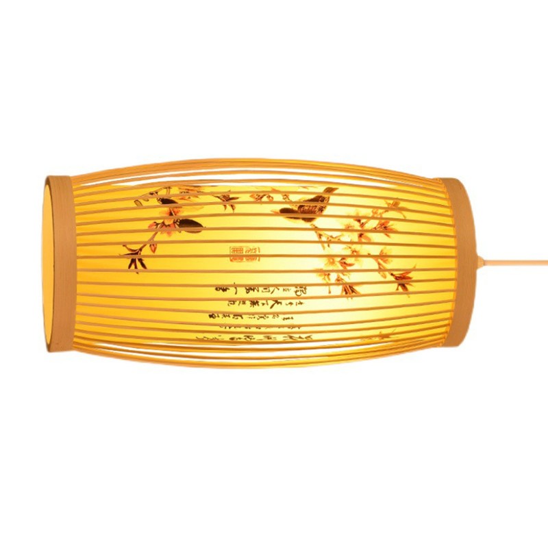 Woven Pendant Light Chinese Japanese Style Retro Rattan Lampshade Pendant
