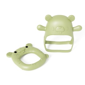 Baby Toys 0-6 Months Hand Teethers for Babies 3-6 Months Bitting Toys - Pea Pod Green 2 Pc Set Infant Toys 0-6 Months Made with Safe Silicone Pacifiers