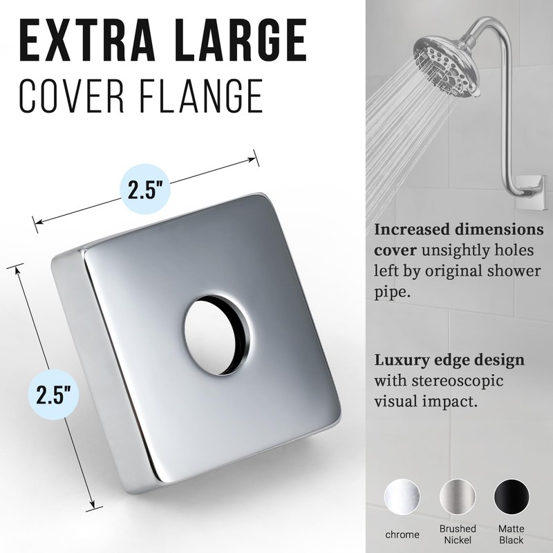 G-Promise All Metal 12-Inch S Shaped Shower Arm with Flange