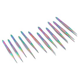 G.S Online Store G.S Set Of 12 Splinter Forceps Fine Point 4.5" Multi Color Rainbow