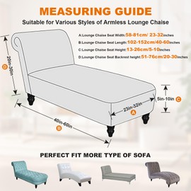 Armless Lounge Chaise Slipcover, Stretch Chase Chair Covers for Living Room Chaise Slipcovers Armless Chaise Lounge Indoor Slipcover for Bedroom Soft Jacquard Fabric Machine Washable(Taupe)