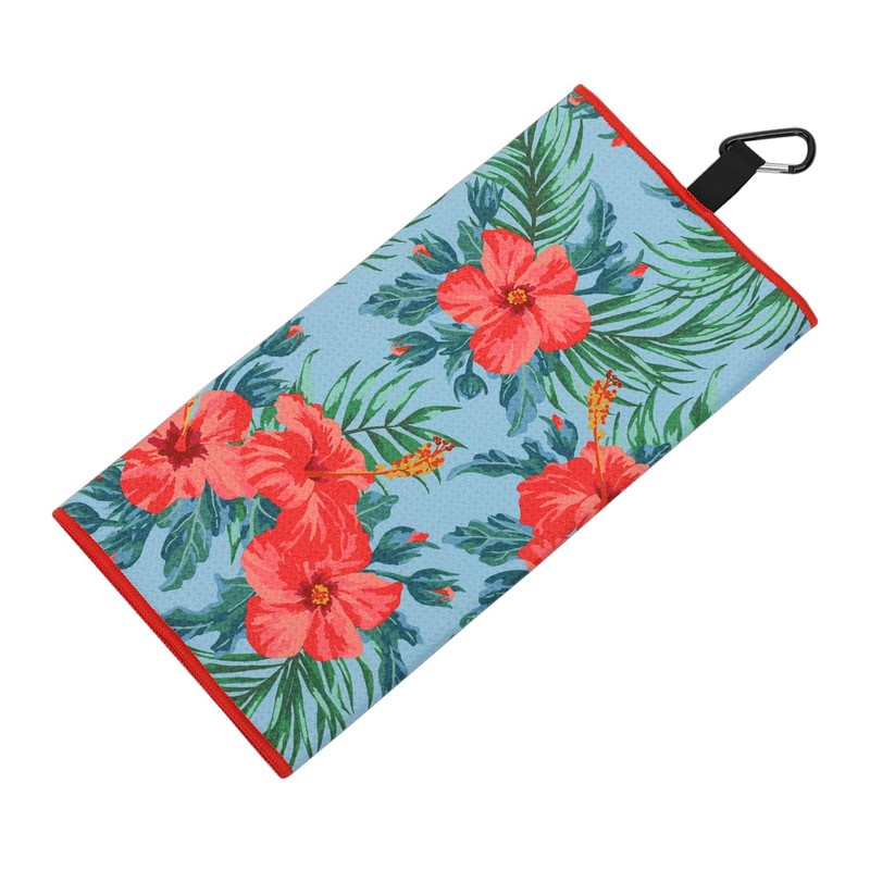 SHABIER Golf Towel with Hibiscus Design Golf Microfiber Waffle Pattern