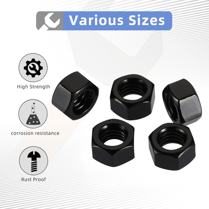 3/8-16" Hex Nuts, Stainless Steel 304 Hex Nut, Black Oxide