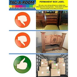 Tag-A-Room Etiquetas móviles codificadas por colores de este lado (50 unidades), suministros de mudanza