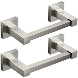 FORIOUS Toilet Paper Holder Wall Mount, Stainless Steel Rustproof Double Post Pivoting Tissue Roll Holder for Bathroom, Commercial Toilet Paper Dispenser (Stainless Steel, Square 2 Pack)