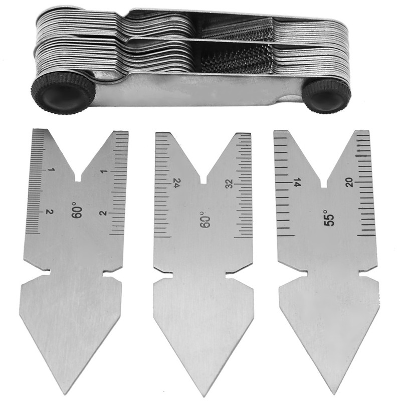 1pc Screw Thread Pitch Gauge of 52 Leaves 2pcs 60°+1pc