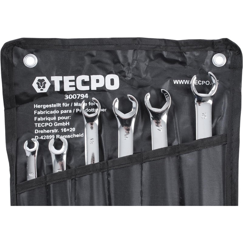 TECPO Brake Line Wrench 8-19 mm Ring Spanner Set Open