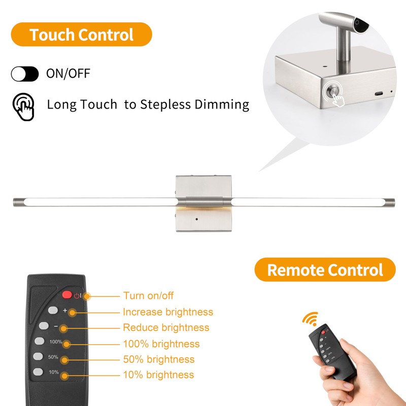 Morauroral Battery Operated Wall Sconces Set of 2, Dimmable Battery