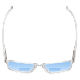 Calabria Polarized BiFocal Reading Sunglasses +2.00 Clear Crystal/Blue Mirror Mens Womens Trendy Bi-Focal Readers Fashion