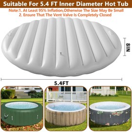 Tlswshsy 5.4 Ft Inflatable Hot Tub Cover with Handles, Round Hot Tub Lid, Portable Energy-Saving Hot Tub Thermal Cover for Protecting Tubs from Wind Rain Debris and Dust