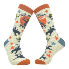 Crazy Dog T-Shirts Mens Not My First Rodeo Socks Funny Cowboy Sock Graphic Horse Riding Sarcastic Novelty Footwear