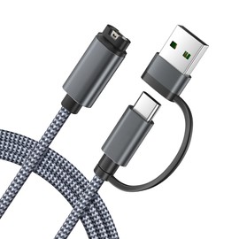 Itramax 2-in-1 Charging Cable for Garmin Watch 1.2M 1Pack,Charger Power Cord for Garmin Fenix 8 7 7X 7S 6 6X 6S,Forerunner 970 965 955 945 645 570 265 255 165 55,Epix Pro Gen 2,Instinct 3 Solar - Grey