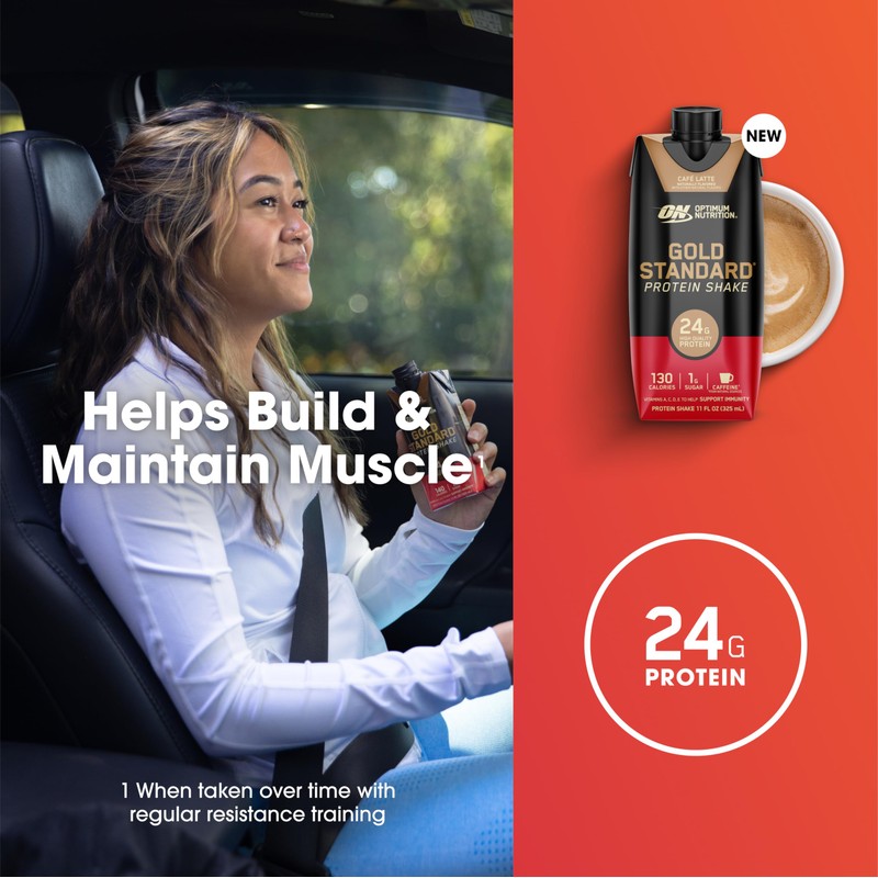 Optimum Nutrition Gold Standard Protein Shake, 24g Protein, Ready to