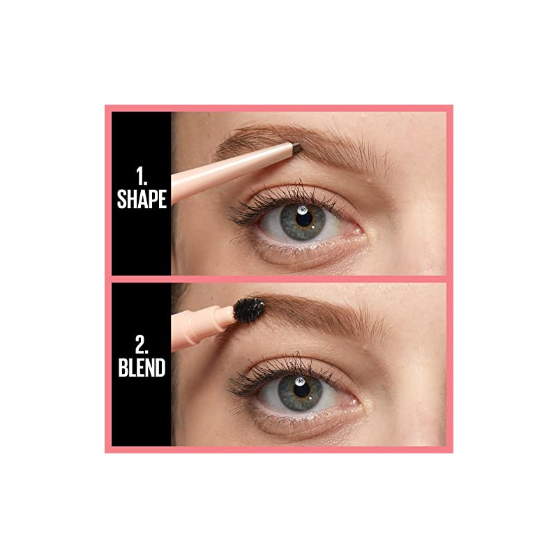 MAYBELLINE - Lápiz definidor de cejas Total Temptation, marrón oscuro,