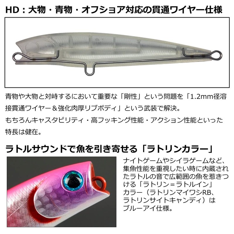 Daiwa 110F-HD Sea Bass Morethan Salt Pencil Lure, 3D Inakko