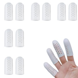 14 Stück Fingerschutz Silikon Gel Fingerlinge,Fingerkuppenschutz nach Verletzung,Fingerschutz bei Verletzung,Finger Sleeves,Fingerschützer Atmungsaktive Neues Material Fingerüberzieher (Weiß)