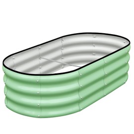 SnugNiture Galvanized Raised Garden Bed, 4x2x1ft Oval Metal Planter Box for Planting Outdoor Plants Vegetables