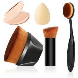 Set 4 Aplicadores Maquillaje Brochas Esponja Belleza Polvo Base Corrector Cerdas Suaves Paquete de 4 Piezas Alta Calidad (Negro)                      