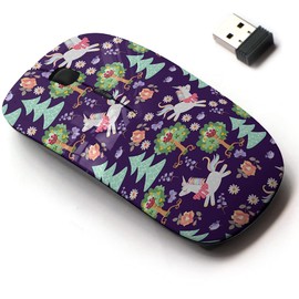2.4G Wireless Mouse with Cute Pattern Design for All Laptops and Desktops with Nano Receiver - Cute Cartoon Unicorns