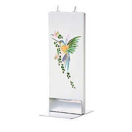 Flatyz Hand Painted Flat Candle | Unscented, Dripless, Smokeless, Decorative | Hummingbird | Double Wick with Metal Base | Unique Gift Idea and Home Décor Accent