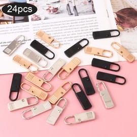 Zip Zipper, Pack of 24 Replacement Parts Zip Zipper, Metal Zipper Pull, Removable Metal Zipper Pull, Zip Replacement, for Purse, Dresses, Jeans, Suitcase, Luggage