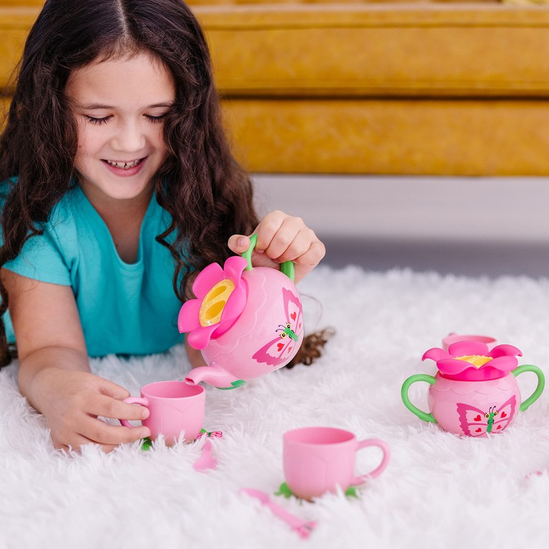 Melissa & Doug Butterfly Tea Set (15 pcs) - Play