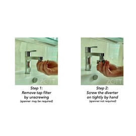 Zotti Tap Diverter for Kitchens & Bathrooms Sinks - M22 x M24 | Polished Chrome Faucet Adapter for Taps | Add to Showers, Baths Or Sinks for A Bidet Sprayer | 28mm / 24mm Diverter Valve Attachment