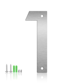 5 Inch Floating House Numbers and Metal Letters for Outdoor Signs, Modern 304 Stainless Steel Silver Address Numbers for Home, Apartment, and Garden Decor (Number 1)