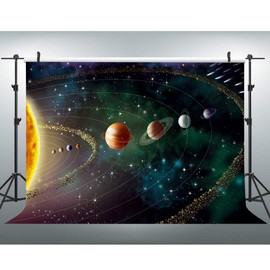 EOA 7x5ft Solar System Photography Backdrop Planet Rotation Cosmic Galaxy Background Themed Party YouTube Backdrops Photo Booth Studio Props