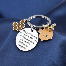 AKTAP Bear Keychain Honey Bee Jewelry for Women Girls Anime Cartoon Bear Fans Gift (Bear Keychain)