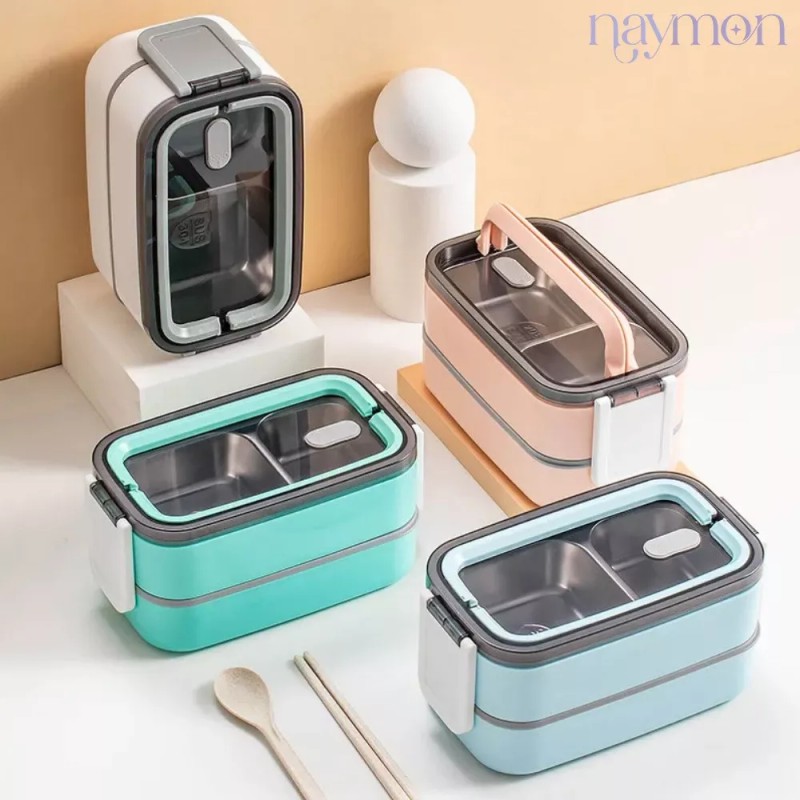 Naymon Contenedor Lonchera Box Lunch Topper Acero Termica Hermetico