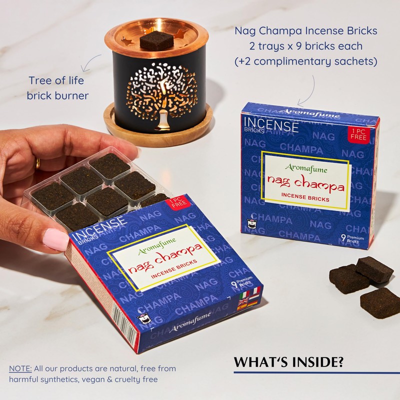 Nag Champa Incense Bricks (2 x 9 Bricks) & Tree