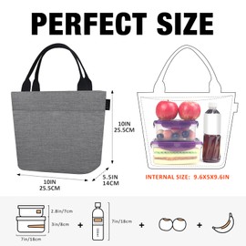 Aosbos Lunch Box for Women Lunch Bags for Adult Lunch Tote Bag Soft Cooler Bag Insulated Lunchbag Lunch Pail Lunch Kit Travel Tote Meal Prep Bento Bag Loncheras Para Mujer, Grey
