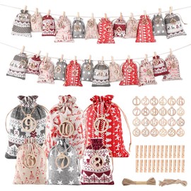Advent Calendar for Filling, Fabric, 24 Advent Calendars, Self-Fill Children's Fabric, 2024 Large Christmas Advent Bags, DIY Christmas Calendar, Jute Bags, Fabric Bags for Men, Women