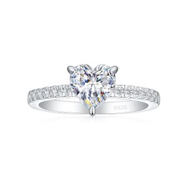 JALOKIVI 1.2CT 925 Sterling Silver Engagement Rings for Women Heart Cut Solitaire Cubic Zirconia Wedding Promise Rings for Her Size 4.5