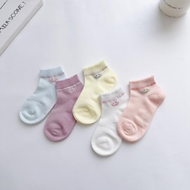 Nanmuir Toddler Ruffle Socks for Girls Mesh Thin Cute Cotton No Show Frilly Dress Low Cut Socks Kid, 5 Pairs