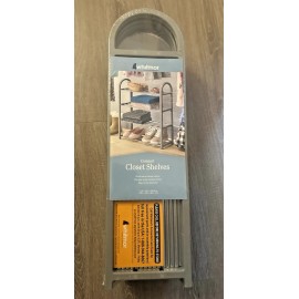 Whitmor Paloma Gray Compact Closet Shelves 4 Tier Storage Shoe Clothes Organizer